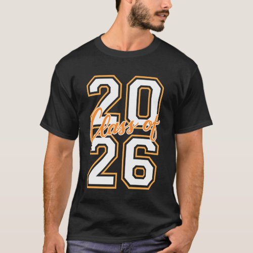 Class of 2026 Graduation White and Orange Stacked T-Shirt