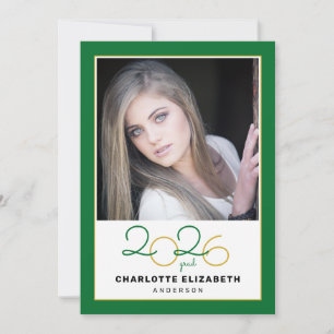 Class of 2026 Green 2 Photo Graduation Invitation