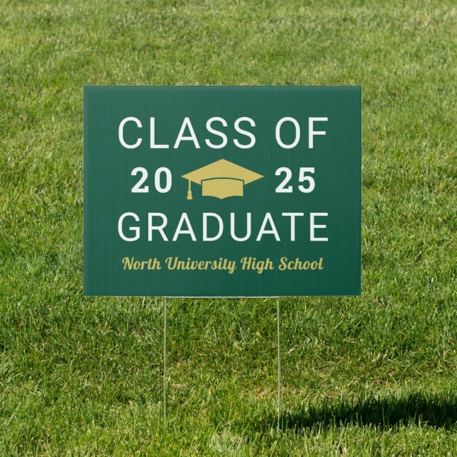 Class of 2026 Green and Gold High School Graduate Sign (Insitu)