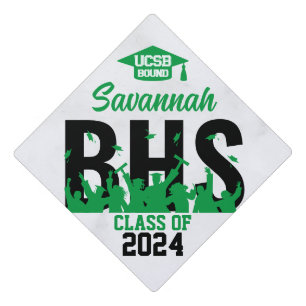 Class of 2026 Green Black Silhouette Graduation Cap Topper