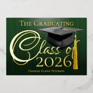 Class of 2026 Green Graduation Foil Invitation