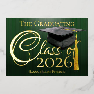 Class of 2026 Green Graduation Foil Invitation