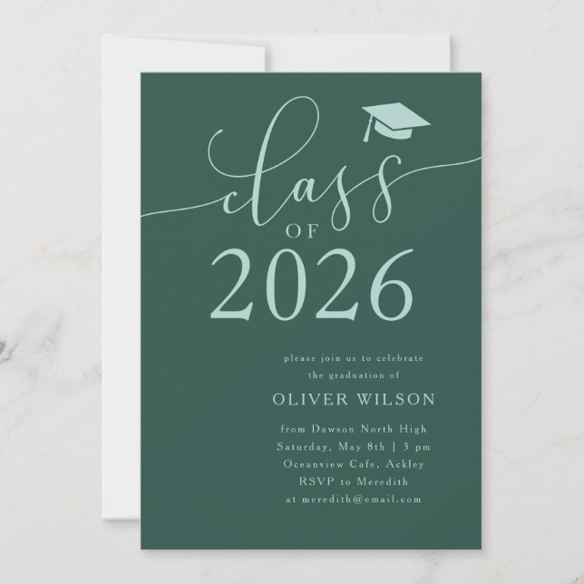 Class of 2026 Green Graduation Party  Invitation (Front)