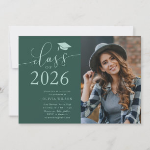 Class of 2026 Green Graduation Party Photo Invitation