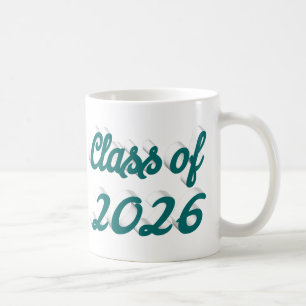 Class of 2026 green script graduation coffee mug