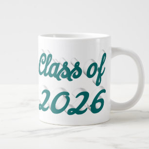 Class of 2026 green script graduation giant coffee mug