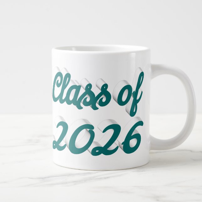 Class of 2026 green script graduation giant coffee mug (Right)