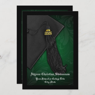 Class of 2026 Green Tassel Dignified Graduation Invitation