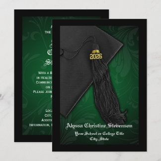 Class of 2026 Green Tassel Dignified Graduation Invitation