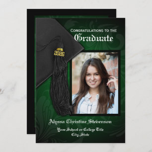 Class of 2026 Green Tassel Photo Graduation Invitation