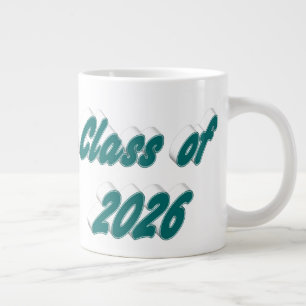 Class of 2026 green typography graduation giant coffee mug
