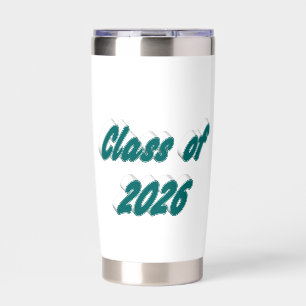 Class of 2026 green typography graduation insulated tumbler