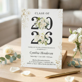 Class of 2026 Greenery Floral Graduation Party Invitation