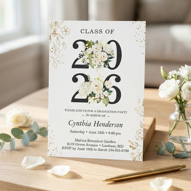 Class of 2026 Greenery Floral Graduation Party Invitation (Creator Uploaded)