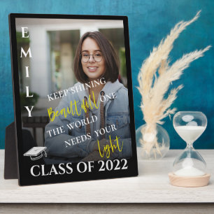 Class Of 2026 Keep Shining Quote Photo Graduation Plaque