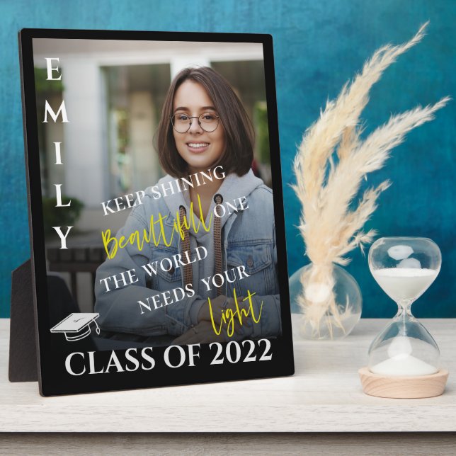 Class Of 2026 Keep Shining Quote Photo Graduation Plaque (Side)
