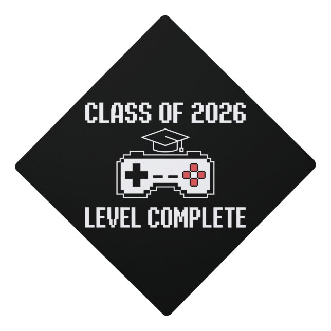 Class Of 2026 Level Complete Gaming Graduation Cap Topper (Front)