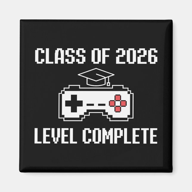 Class Of 2026 Level Complete Gaming Graduation Magnet (Front)