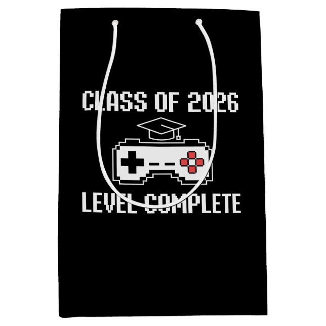 Class Of 2026 Level Complete Gaming Graduation Medium Gift Bag (Front)