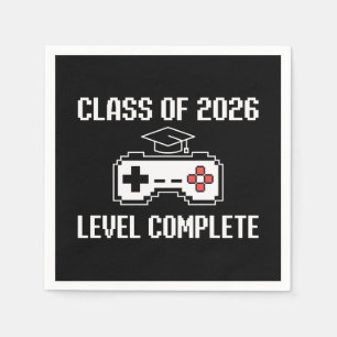 Class Of 2026 Level Complete Gaming Graduation Napkins