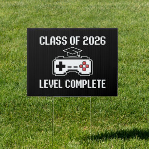 Class Of 2026 Level Complete Gaming Graduation Sign