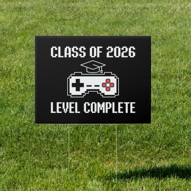 Class Of 2026 Level Complete Gaming Graduation Sign (Insitu)