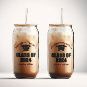 Class of 2026 Maroon Graduation Custom Graduate Can Glass