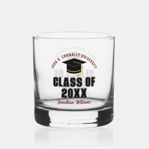 Class of 2026 Maroon Graduation Custom Graduate Whiskey Glass