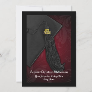 Class of 2026 Maroon Tassel Dignified Graduation Invitation