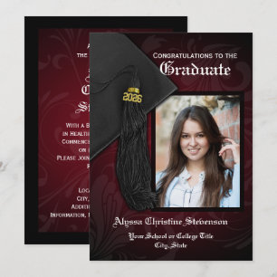 Class of 2026 Maroon Tassel Photo Graduation Invitation