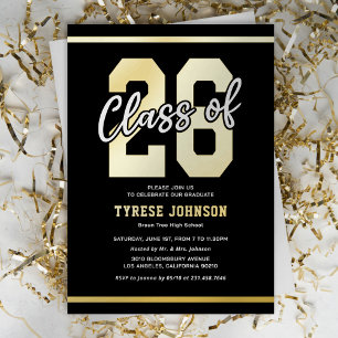 Class of 2026 Masculine Graduation Party Foil Invitation