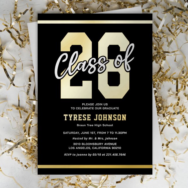 Class of 2026 Masculine Graduation Party Foil Invitation (Creator Uploaded)