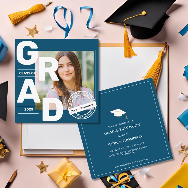 Class of 2026 Mini Photo Graduation Invitation     (2025 Mini Photo Blue Graduation Invitation)