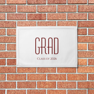 Class of 2026 Minimalist Graduation White Red Pennant