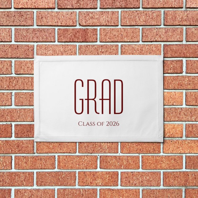 Class of 2026 Minimalist Graduation White Red Pennant (Insitu 1)