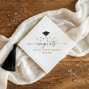 Class of 2026 Modern Black and White Graduation Napkins