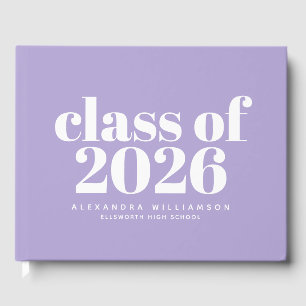 Class of 2026 Modern Lavender Personalized Guest Book