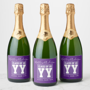 Class of 2026 Modern Royal Purple Graduation Sparkling Wine Label