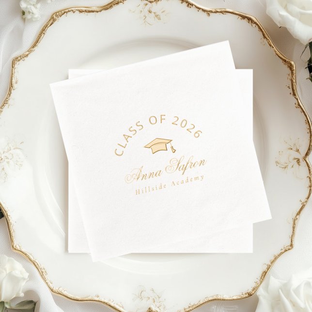 Class of 2026 Modern Simple Graduation party Foil Napkins (Creator Uploaded)