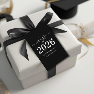 Class of 2026 Modern White Black Graduation  Gift Tags