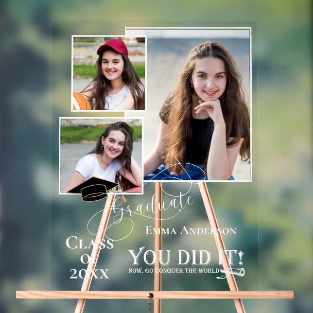 Class of 2026 Multi Photo “You Did It” Graduation  Acrylic Sign (Class of 2026 Multi Photo “You Did It” Acrylic Sign – Personalized Graduation Keepsake Gift)