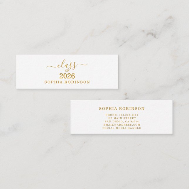 Class of 2026 Name Card Graduation Insert  (Front/Back)