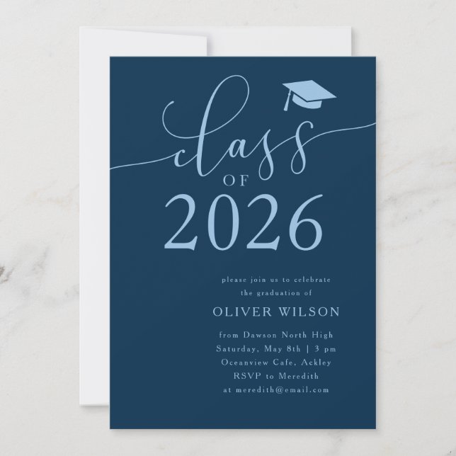 Class of 2026 Navy Graduation Party  Invitation (Front)
