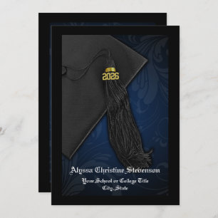 Class of 2026 Navy Tassel Dignified Graduation Invitation