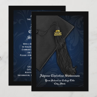 Class of 2026 Navy Tassel Dignified Graduation Invitation