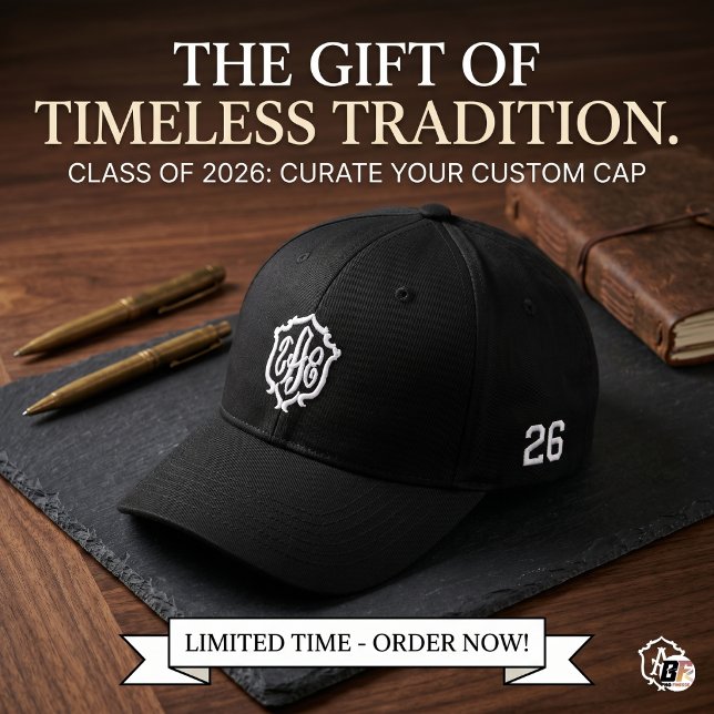 Class of 2026 Old Money Monogram Crest Custom Base Embroidered Baseball Cap (#countryclub)