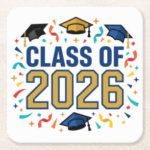 Class of 2026 Party Square Paper Coaster