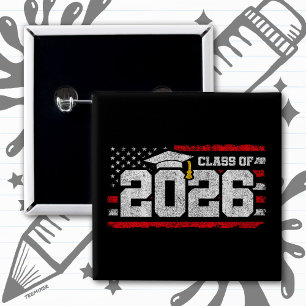Class of 2026 Patriotic Graduation Senior Flag Button
