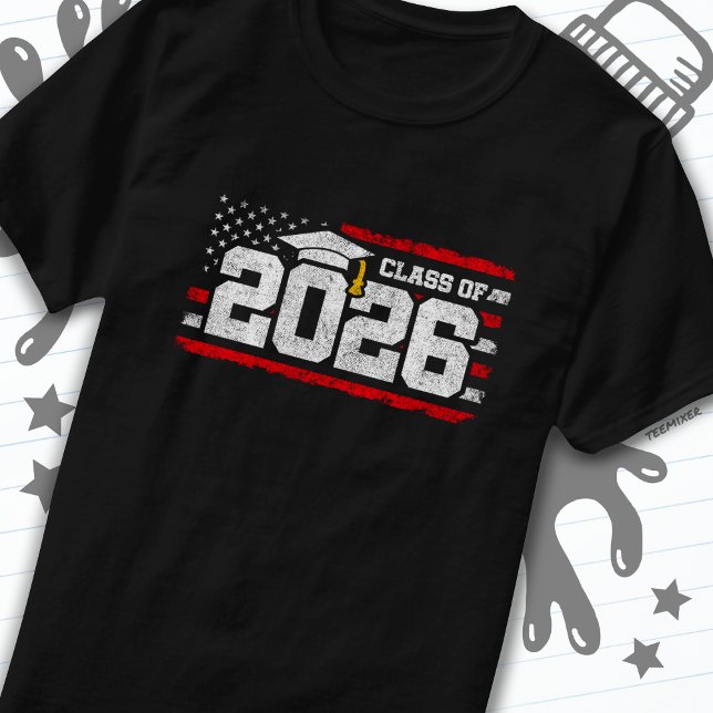 Class of 2026 Patriotic Graduation Senior Flag T-Shirt (Creator Uploaded)