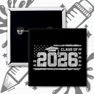 Class of 2026 Patriotic Graduation Typography Button